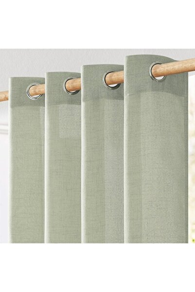 MIULEE Set 2 Draperii, 140 x 220 cm, Prindere cu Inele, Verde Saga - CN