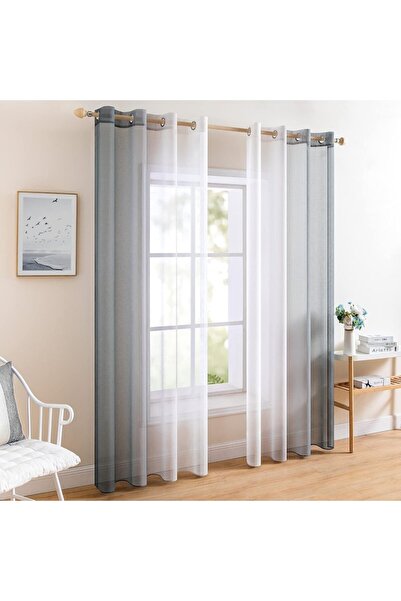 bonVIVO Set 2 Draperii, 140 x 215 cm, Culoare Gri Degradeu - CN