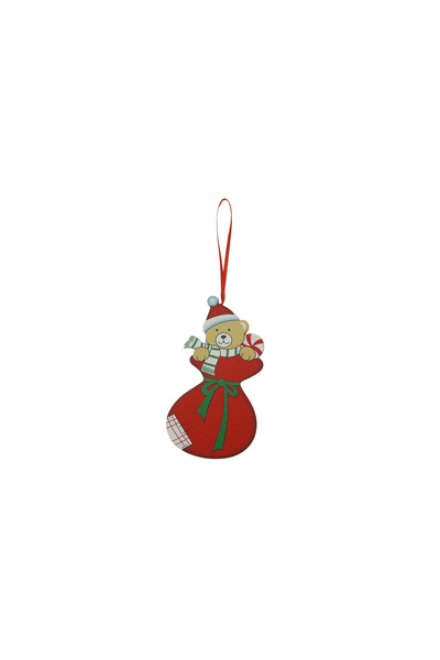 Toolsy Ornament de Crăciun ursuleț de pluș, Flippy, roșu, lemn, 14 cm