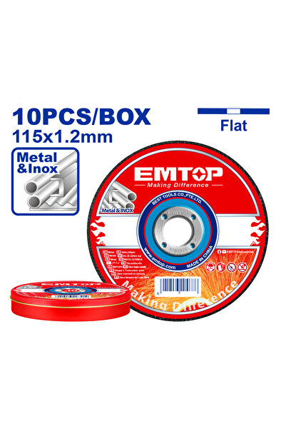 EMTOP Set de 10 discuri abrazive pentru tăierea metalelor 115x1.2mm - EACD121...