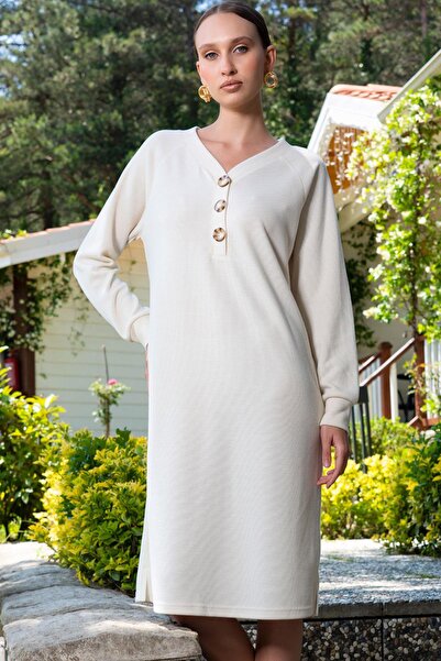VİENETTA 405056 Plus Pajamas for Women Ecru