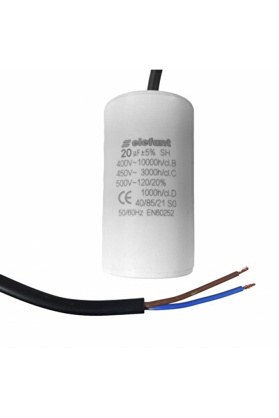 brg Condensator cu fire CBB60 20µF 40x72mm 450V, Elephant