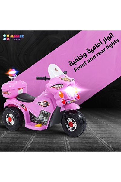 ALBADER Electric Motorcycle Ride‑On 6 V for Kids with Police Lights, Electric Police Motorcycle, Ride Bike