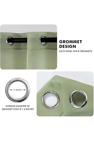 TIANSHU Set 2 Bucati Draperie, Semitransparenta 140 X 160 Cm, Verde - CN