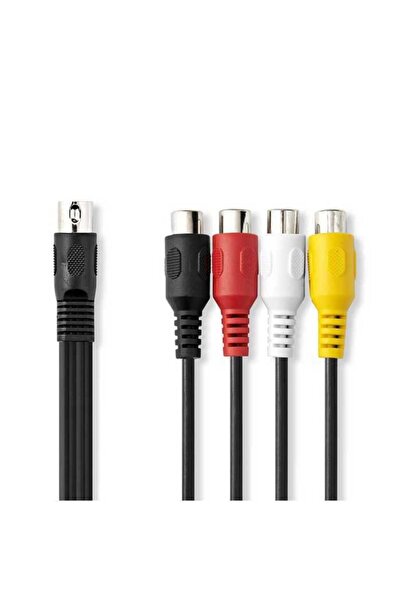 Nedis Cablu adaptor audio DIN 5pin tata - 4x RCA mama 0.2m negru CAGL20450BK02