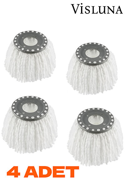 VİSLUNA ( 4 Adet ) Standart Ölçü Döner Başlıklı Yedek Mop Temizlik Bezi