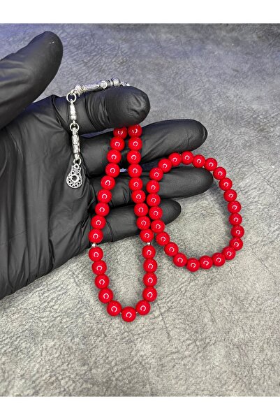 Mos Tespih Σετ χάντρες από κόκκινο γυαλί από φυσική πέτρα και βραχιόλι