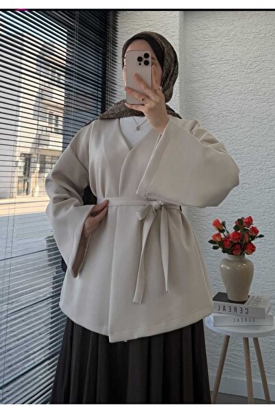 by nursel çiçek Women's Trend Double Breasted Collar Flounce Sleeve Kimono