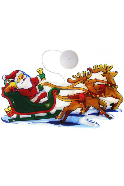Toolsy Decorațiune de Crăciun pentru fereastră, Flippy, sanie trasă de reni, ...