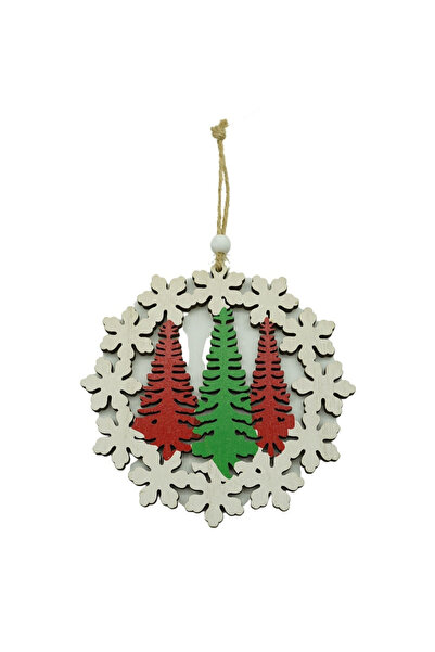 Toolsy Ornament de Crăciun cu trei brazi, Flippy, multicolor, lemn, 12 cm