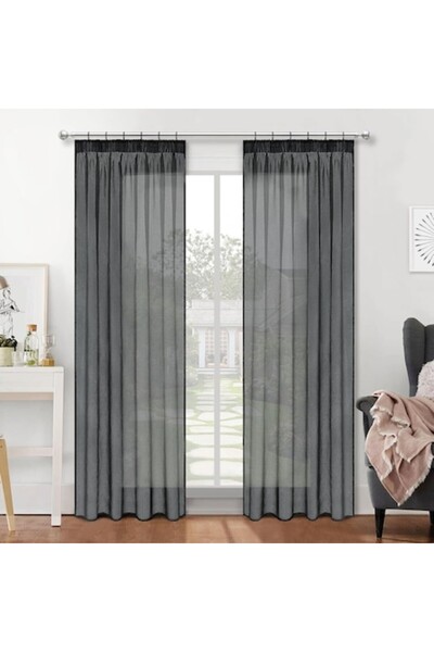MIULEE Set 2 Semi-Opaque Curtains, 140 x 225 cm, Dark Gray - CN