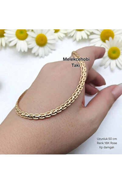 XUPING JEWELRY Altın Kaplama Kadın Kolye – 50 cm Özel Desenli Rose Zarif Örgü...