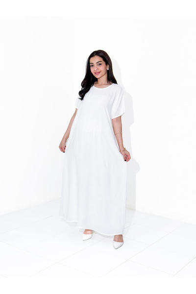 Black Season White Abaya Dress with a Distinctive Cut | Half Sleeve | From Black Season |