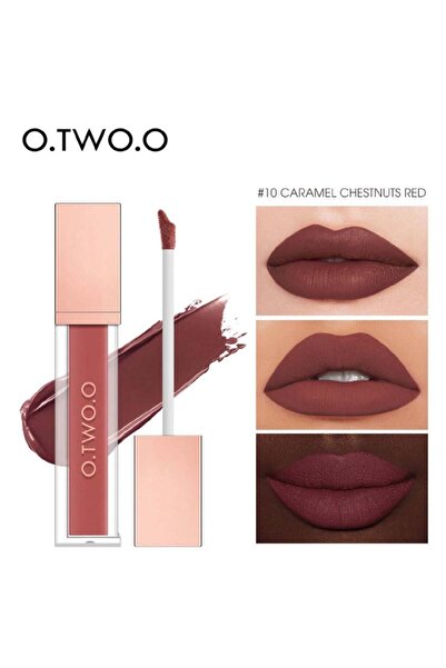 o.two.o Matte Liquid Waterproof Lipstick 10 Caramel Chestnut Red 5g