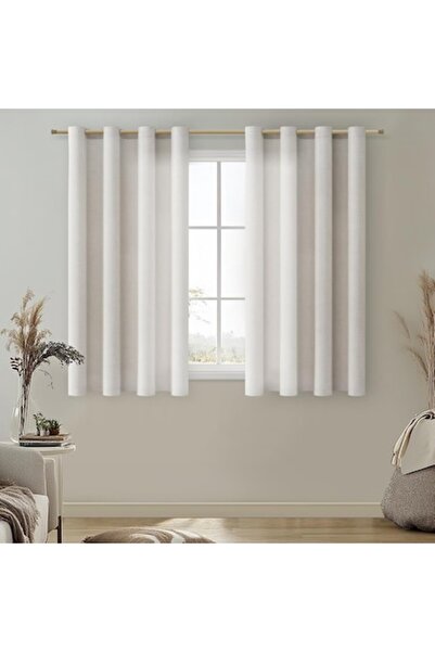 MIULEE Set 2 Draperii, 140 x 160 cm, Prindere cu Inele, Gri Nature - CN