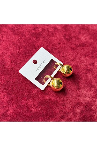 Bijouzel Altın Renk Yuvarlak Top Model Küpe