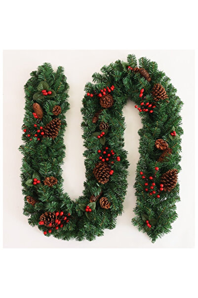 Toolsy Ghirlandă de Crăciun, cu merișoare și conuri, din brad artificial, 210...