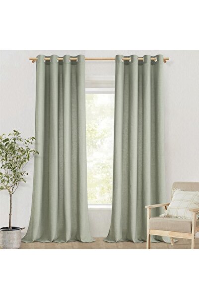 MIULEE Set 2 Draperii, 140 x 220 cm, Prindere cu Inele, Verde Saga - CN