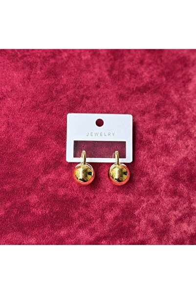 Bijouzel Altın Renk Yuvarlak Top Model Küpe