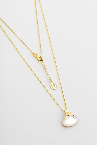 So CHIC... Sedef Taşlı 18 Ayar Sarı Altın Kaplama 42 Cm Gümüş Kolye