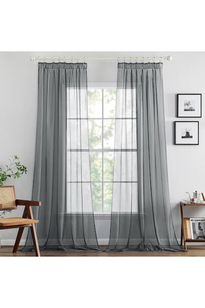 MIULEE Set 2 Bucati Draperie, 140 X 225 Cm, Gri Inchis