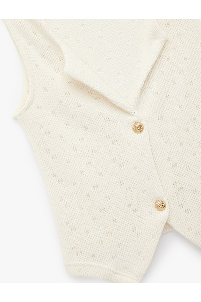Koton Buttoned V-Neck Openwork Knitwear Vest