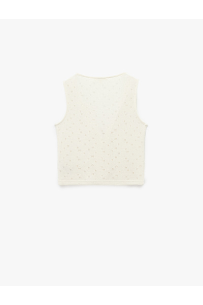Koton Buttoned V-Neck Openwork Knitwear Vest