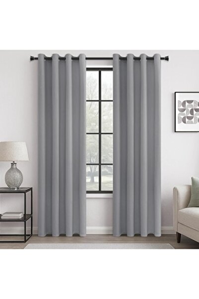 MIULEE Set 2 Draperii Blackout, 226 x 140 cm, Prindere pe sina cu Inele, Gri