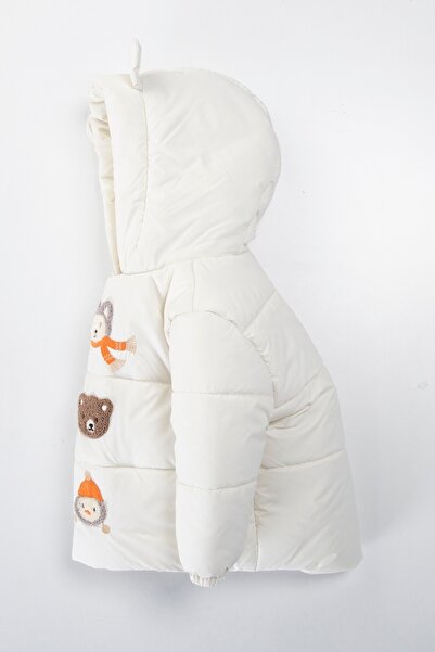 PODİUM GİYİM New Trend Cute Plush Animal Figure Furry Inside Hooded Waterproof Baby/Children's Coat-Jacket