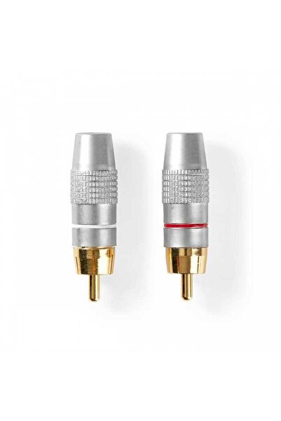 Nedis Set of 2pcs gold-plated male RCA connectors, gray metal