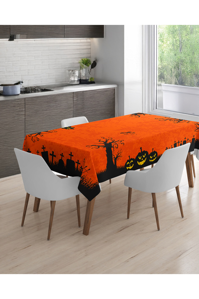 Viadela Halloween Themed Orange Tablecloth – 150X220 cm Halloweenvia, 150 X 220