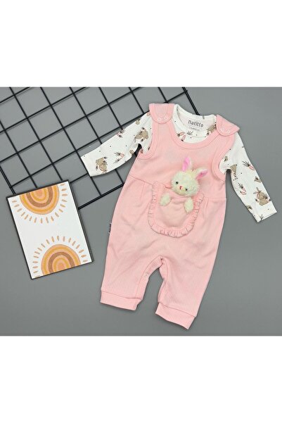 Amur Baby Teddy Bear Romper Teddy Bear Patterned Bodysuit Bear Salopet Set Cotton