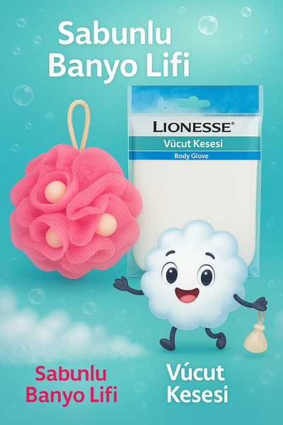 Lionesse Sabunlu Banyo Lifi + Vücut Kesesi | Derin Temizlik & Peeling Etkisi ...