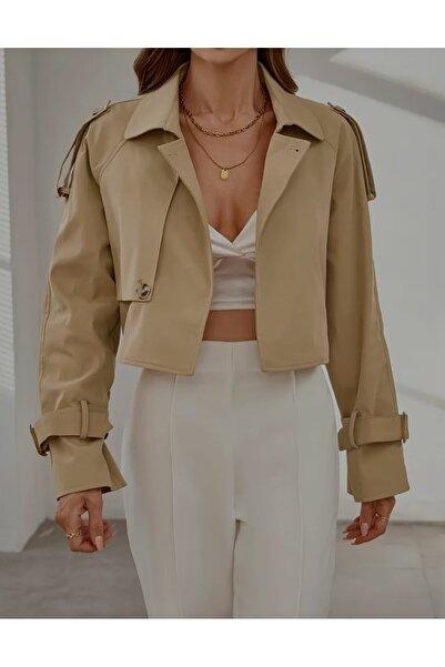 ARDSU Women's Long Sleeve, Short, Lined Trench Coat