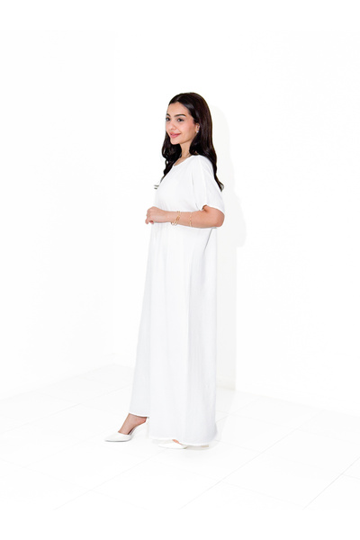 Black Season White Abaya Dress with a Distinctive Cut | Half Sleeve | From Black Season |