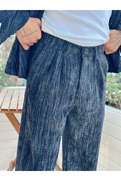 manch collection Efektli Oversize Kadife Alt-Üst Takım Siyah