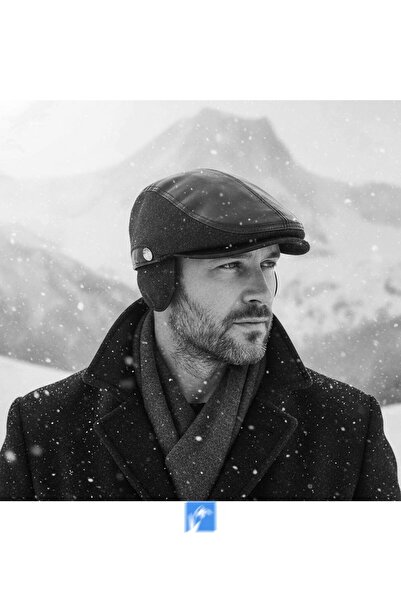PIECE SIGNATURE Faux Leather Garnished, Wool Eared Hat
