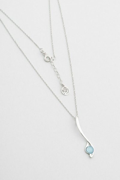 So CHIC... Kalsedon Melodisi 18 Ayar Beyaz Altın Kaplama 42 Cm Gümüş Kolye