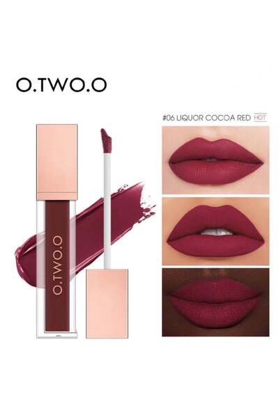 o.two.o Waterproof Matte Liquid Lipstick - Liqueur Cacao Red 06