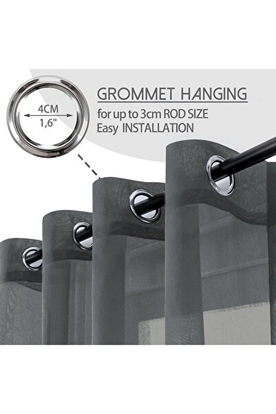 MIULEE Set 2 Draperii, 140 x 230 cm, Prindere cu Inele, Gri - CN