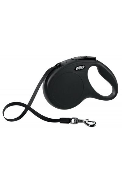 Flexi New Classic Şerit Siyah Otomatik Gezdirme Tasması M 5 m