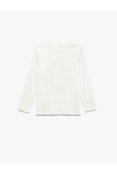 Koton Μπλουζάκι από βαμβακερό μακρυμάνικο μπλουζάκι με στάμπα αρκουδάκι