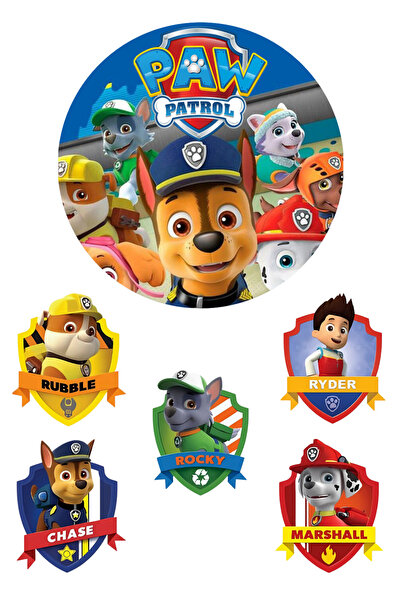 BatıDoğu Yenilebilir Yuvarlak Pasta ve Figür Resim Baskısı Şekerli Kağıt Paw Patrol Temalı 18