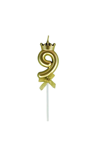 Flippy Lumanare pentru Tort Cifra 9, Model Coroana, Gold, Flippy, Party
