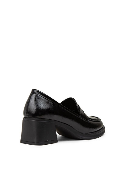 Deery Women's Patent Leather Black Casual Heeled Shoes