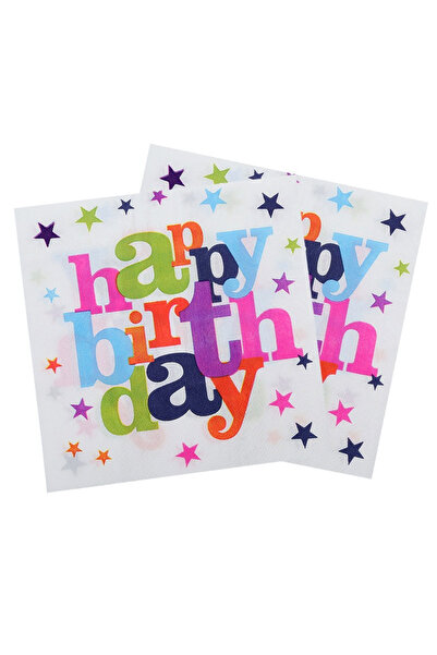 Toolsy Set 10 Servetele de Masa, Flippy, Colectia Happy Birthday, 32 x 32 cm, din Hartie, Multicolor