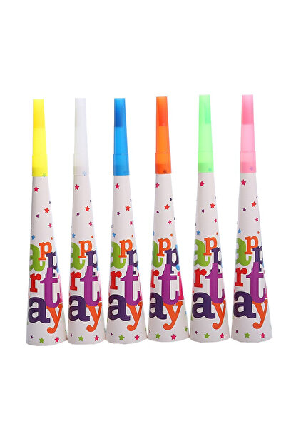Toolsy Set 6 Suflatori, Flippy, Colectia Happy Birthday, 20 cm, din Carton, M...