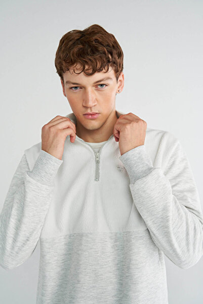 hummel Andros Half Zip Neck Ecru Men's Sweatshirt 922355-9098