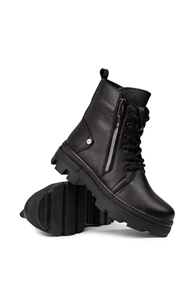 Deery Γυναικείες μαύρες μπότες από γνήσιο δέρμα