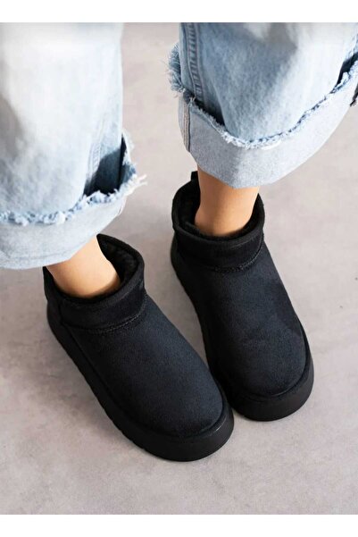 KAYRA VARDAR SHOES Γυναικείες κοντές μπότες με χοντρό τακούνι από γούνα
